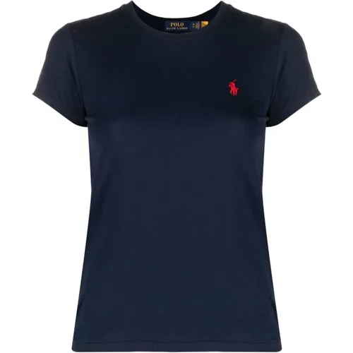 Crewneck Tee with Iic Logo Embroidery , female, Sizes: L, XL - Polo Ralph Lauren - Modalova