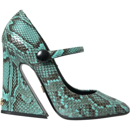 Pumps, female, , Size: 9 US Python Leather Mary Jane Pumps - Dolce & Gabbana - Modalova