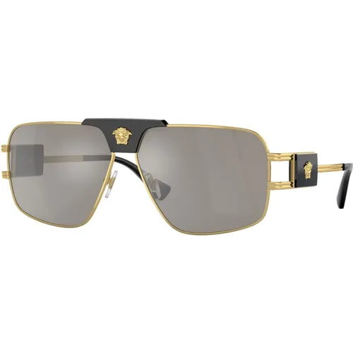 Gold/Grey Silver Mirror Sunglasses,White/Dark Grey Sunglasses,Gunmetal/ Sunglasses - Versace - Modalova