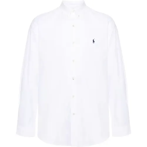 Weißes Button-Down Hemd mit Signature Pony,Weiße Slim Fit Hemd mit Blauer Pony-Stickerei - Polo Ralph Lauren - Modalova