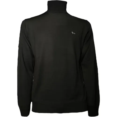 Turtlenecks, male, , Size: M men's sweater with logo on the front - XL - Harmont & Blaine - Modalova