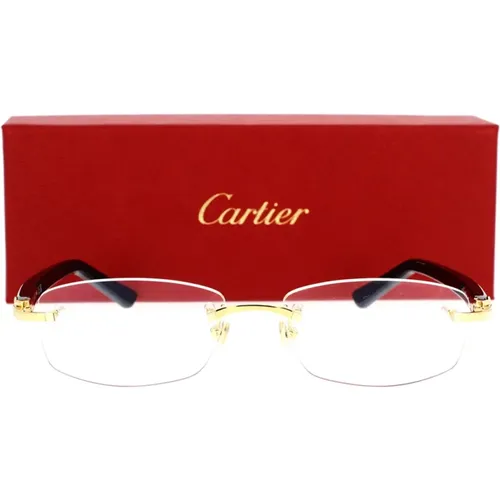 Elegant Rectangular Frame Glasses , unisex, Sizes: 53 MM - Cartier - Modalova