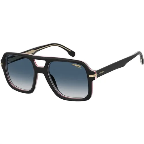 Sunglasses, unisex, , Size: 55 MM Striped Black Sungles with Shaded Lenses - Carrera - Modalova