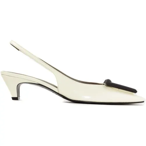 Beige Leder Slingback Absätze , Damen, Größe: 40 EU - Roberto Festa - Modalova