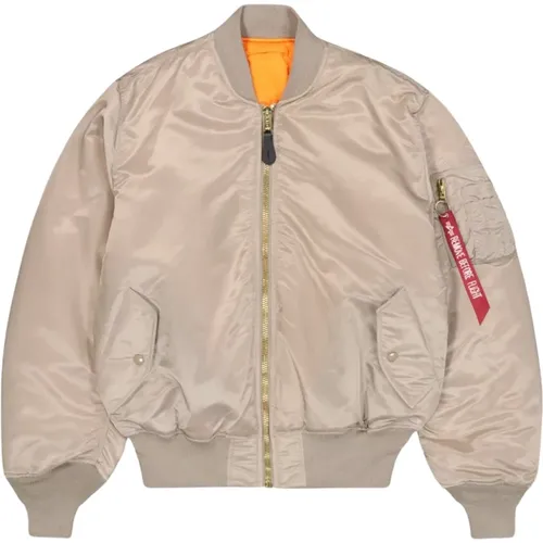 Bomber Jackets, male, , Size: L Vintage Sand Ma-1 Bomber Jacket - alpha industries - Modalova