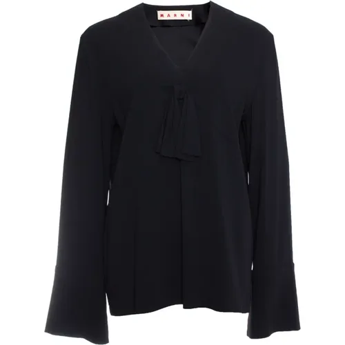 Pre-owned Tops, female, , Size: L blouse with bow and flutter sleeves - Marni Pre-owned - Modalova