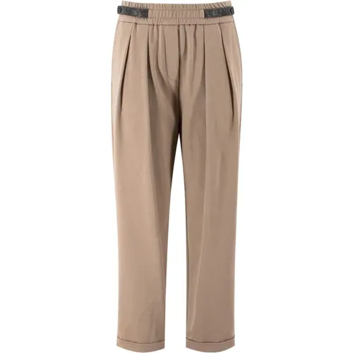 Relaxed Cotton Trousers with Sporty Touch , female, Sizes: M - BRUNELLO CUCINELLI - Modalova