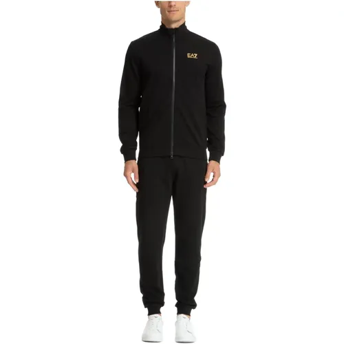 Training Sets, male, , Size: XL Plain Tracksuit with Drawstring and Zip - Emporio Armani EA7 - Modalova