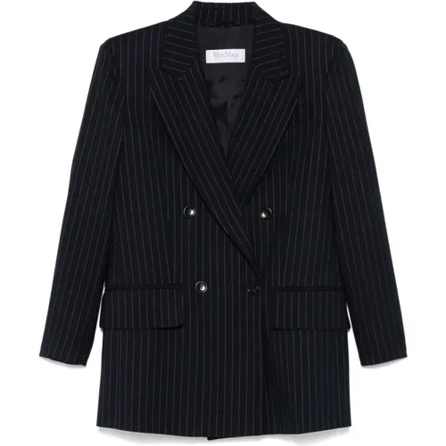 Blazers, female, , Size: S Navy Pinstripe Blazer - Max Mara - Modalova