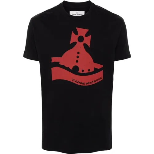 Schwarzes Baumwoll-Jersey Orb Logo T-Shirt - Vivienne Westwood - Modalova