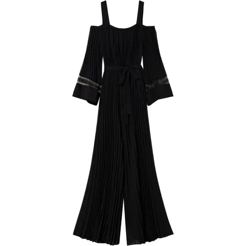 Schwarzer Georgette Plissé Jumpsuit , Damen, Größe: S - Twinset - Modalova