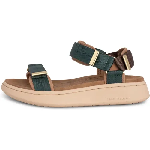 Comfortable Textile Sandal with Fish Leather Details , female, Sizes: 4 UK, 8 UK, 6 UK, 9 UK, 3 UK - Woden - Modalova