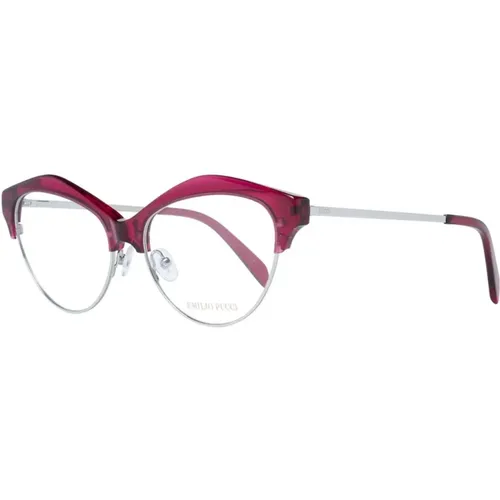 Glasses, female, , Size: ONE SIZE Burgundy Cat Eye Optical Frames - EMILIO PUCCI - Modalova