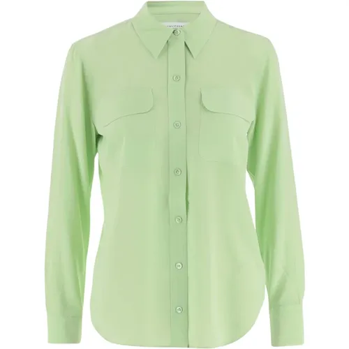 Luxuriöse Seiden Grüne Hemd , Damen, Größe: M - Equipment - Modalova