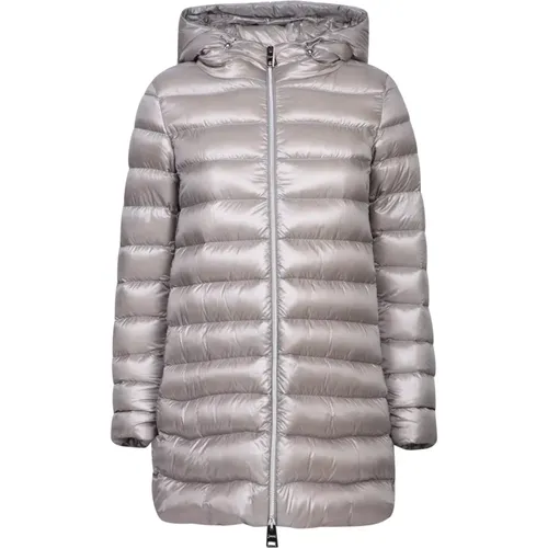 Perlgrey A-Shape Daunenjacke mit Kapuze , Damen, Größe: S - Herno - Modalova