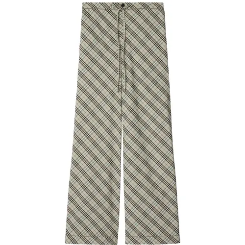 Wide Trousers, female, , Size: 2XS Vintage Check Drawstring Cotton Pants - Burberry - Modalova