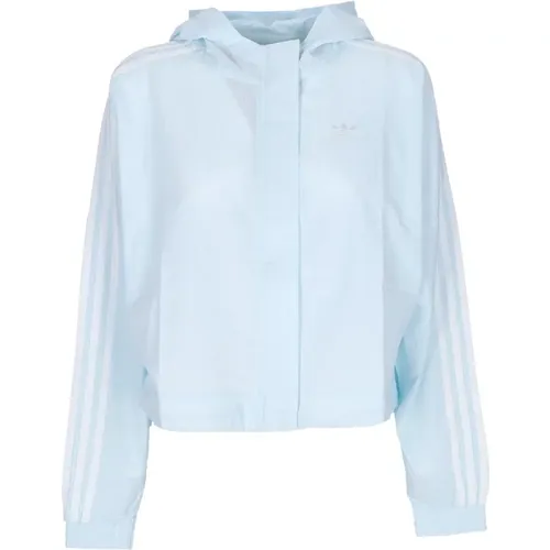 Light Jackets, female, , Size: 2XL Seersucker Tracktop Jacket with Hood - Adidas - Modalova