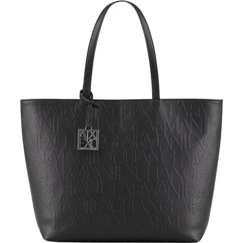 Stylish Shopper Bag with Logo Charm , female, Sizes: ONE SIZE - Armani Exchange - Modalova