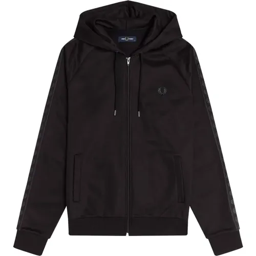 Zip Hooded Sweatshirt with Adhesie Tape , male, Sizes: M, S, XS - Fred Perry - Modalova