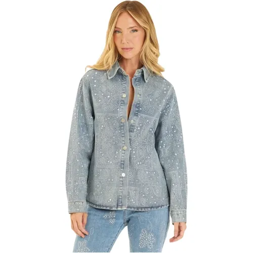 Denim shirt with beading , female, Sizes: L, S, M - Alma en Pena - Modalova