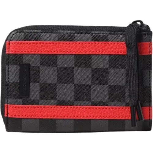 Wallets & Cardholders, male, , Size: ONE SIZE Checkered Wallet with Red Stripes - Sprayground - Modalova