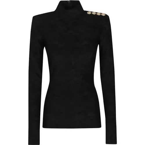 Long Sleeve Tops, female, , Size: M Topwear with Baroque Bouclette Motif - Balmain - Modalova