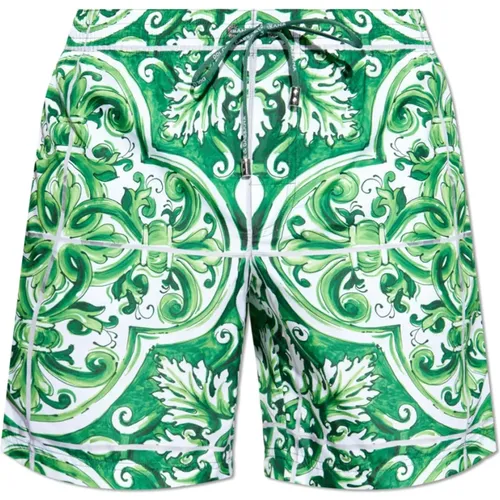 Badehose mit 'Majolica' Print - Dolce & Gabbana - Modalova