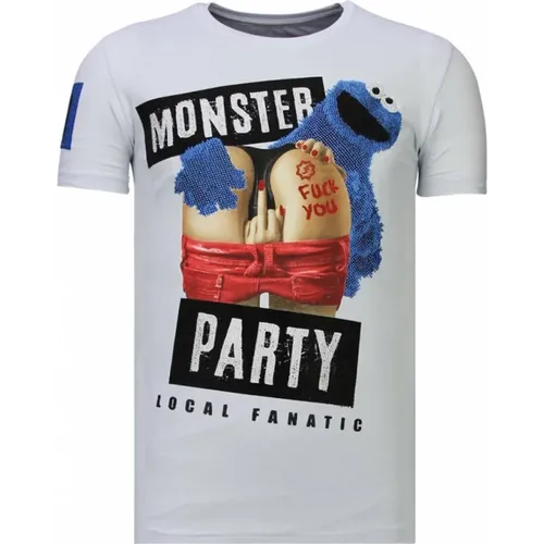 Bad Dog Rhinestone - Herren T-Shirt - 13-6207W , Herren, Größe: M - Local Fanatic - Modalova