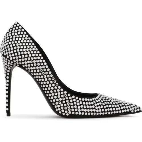 Silver Heeled Décolleté with Strass Embellishments , female, Sizes: 5 UK, 4 UK, 3 UK, 5 1/2 UK - Dolce & Gabbana - Modalova