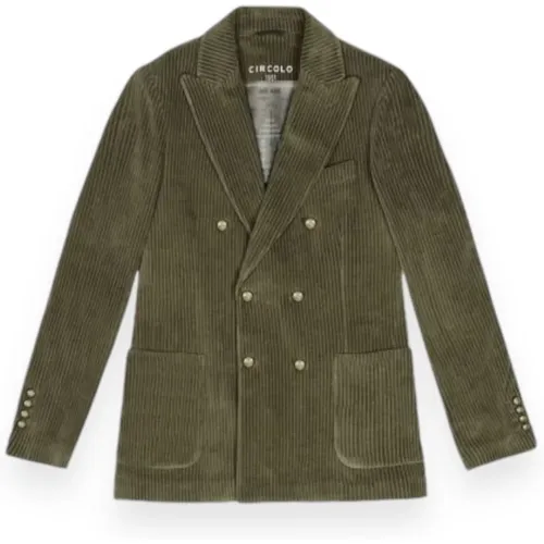 Blazers, male, , Size: L Corduroy Double-Breasted Jackets - Circolo 1901 - Modalova