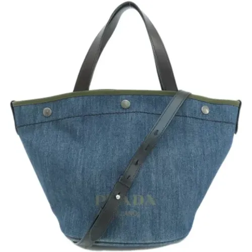 Pre-owned Tote Bags, female, , Size: ONE SIZE Pre-owned Denim handbags - Prada Vintage - Modalova