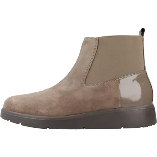 Klassische Chelsea Boots aus schwarzem Leder , Damen, Größe: 39 EU - Geox - Modalova