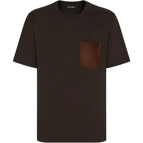 Leather Pocket T-shirts Polos , male, Sizes: L, M - Dolce & Gabbana - Modalova