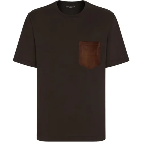 Leather Pocket T-shirts Polos , male, Sizes: L, S, M - Dolce & Gabbana - Modalova