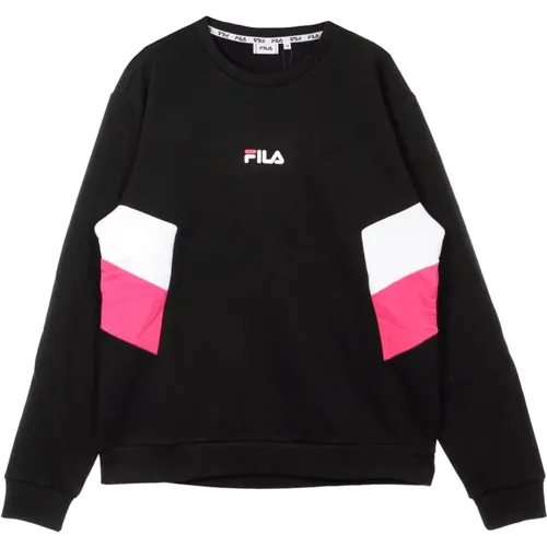 Sweatshirts, male, , Size: L /White/Pink Lightweight Crewneck Sweatshirt - Fila - Modalova