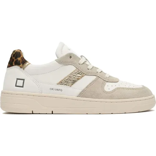 Ivory Low Sneakers with Suede Details and Pony Hair Patch , female, Sizes: 5 UK, 3 UK - D.a.t.e. - Modalova