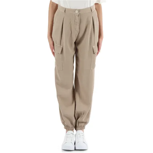 Lyocell Cargo Pants with Button and Zip Closure , female, Sizes: W26, W29, W28, W27, W25 - Replay - Modalova