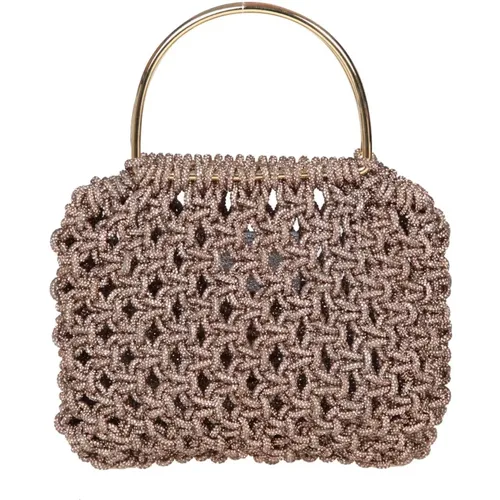 Crystal Jewel Handbag Bronze Color , female, Sizes: ONE SIZE - Hibourama - Modalova