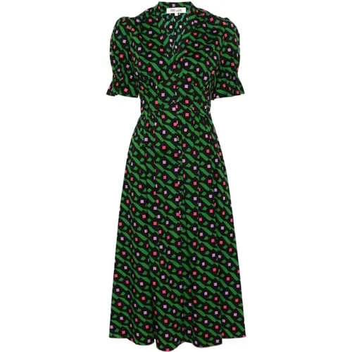 Geometric Print Poplin Dress , female, Sizes: XS - Diane Von Furstenberg - Modalova