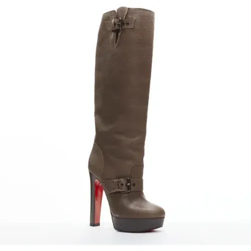 Pre-owned Leather boots , female, Sizes: 4 UK - Christian Louboutin Pre-owned - Modalova