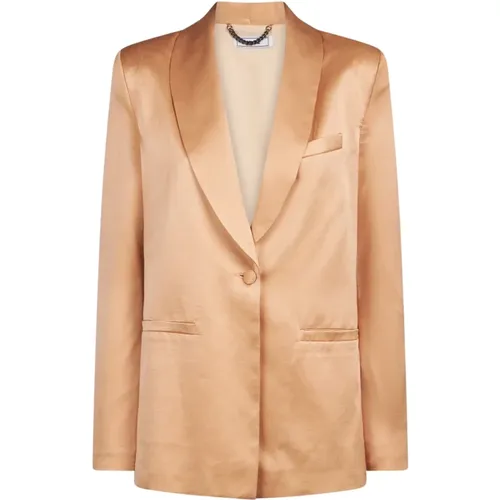 Blazers, female, , Size: S Satin Terracotta Blazer with Shawl Collar - Jijil - Modalova