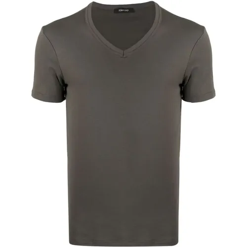 T-Shirts, male, , Size: XL Military V-Neck T-Shirt - Tom Ford - Modalova