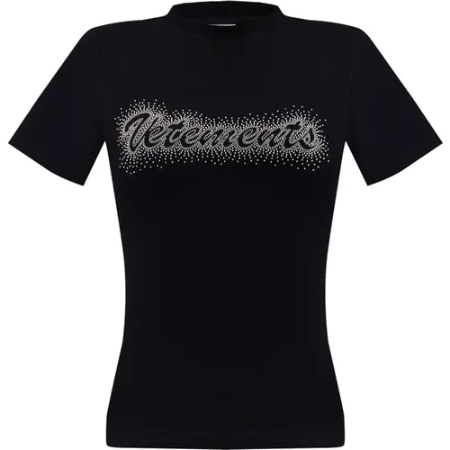 T-Shirt mit Logo , Damen, Größe: L - Vetements - Modalova