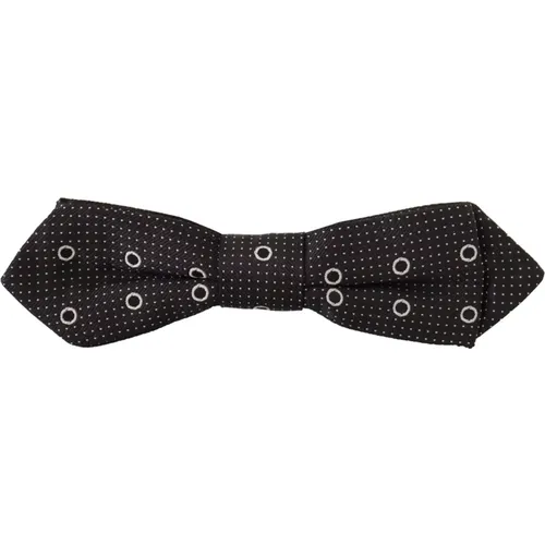 Schwarze Weiße Polka Dot Seiden Hals Papillon Krawatte - Dolce & Gabbana - Modalova