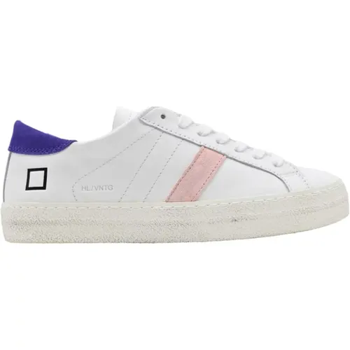 Vintage Calf Sneakers White Purple , female, Sizes: 5 UK, 7 UK, 6 UK, 2 UK - D.a.t.e. - Modalova