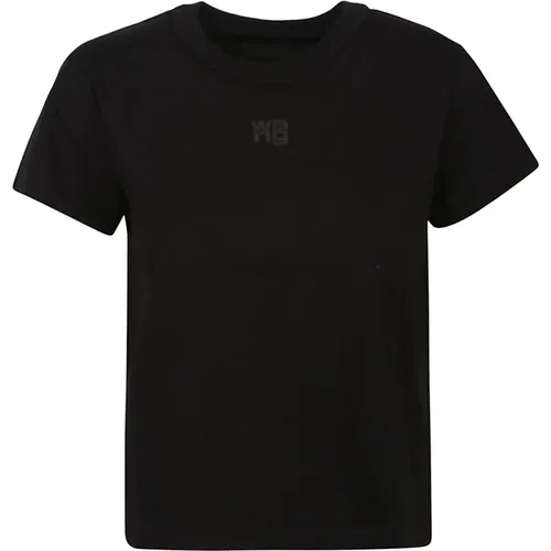 Puff Logo Bound Neck Essential Shrunk T-Shirt , female, Sizes: M, S, XS - T by Alexander Wang - Modalova