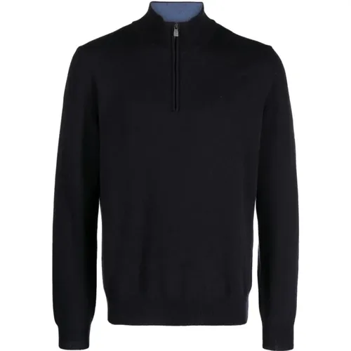 Luxury Wool/Cashmere Half-Zip Turtleneck , male, Sizes: 4XL - Corneliani - Modalova