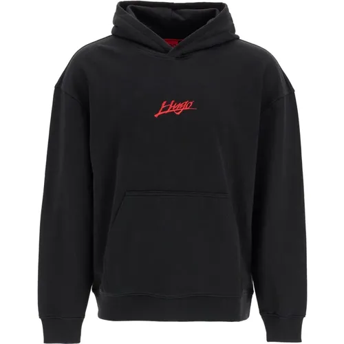 Embroidered Logo Hoodie with Kangaroo Pocket , male, Sizes: L, 2XL, XL, M, S - Hugo Boss - Modalova