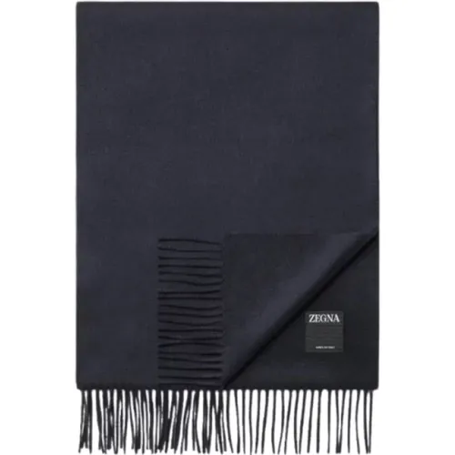 Navy Cashmere Fringe Scarf , male, Sizes: ONE SIZE - Ermenegildo Zegna - Modalova