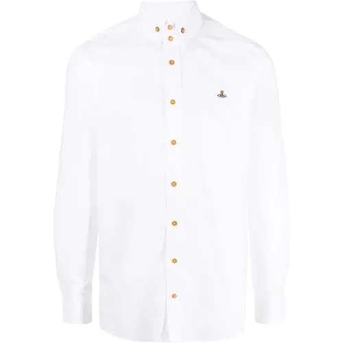 Weiße Baumwoll Orb Logo Hemd , Herren, Größe: M - Vivienne Westwood - Modalova